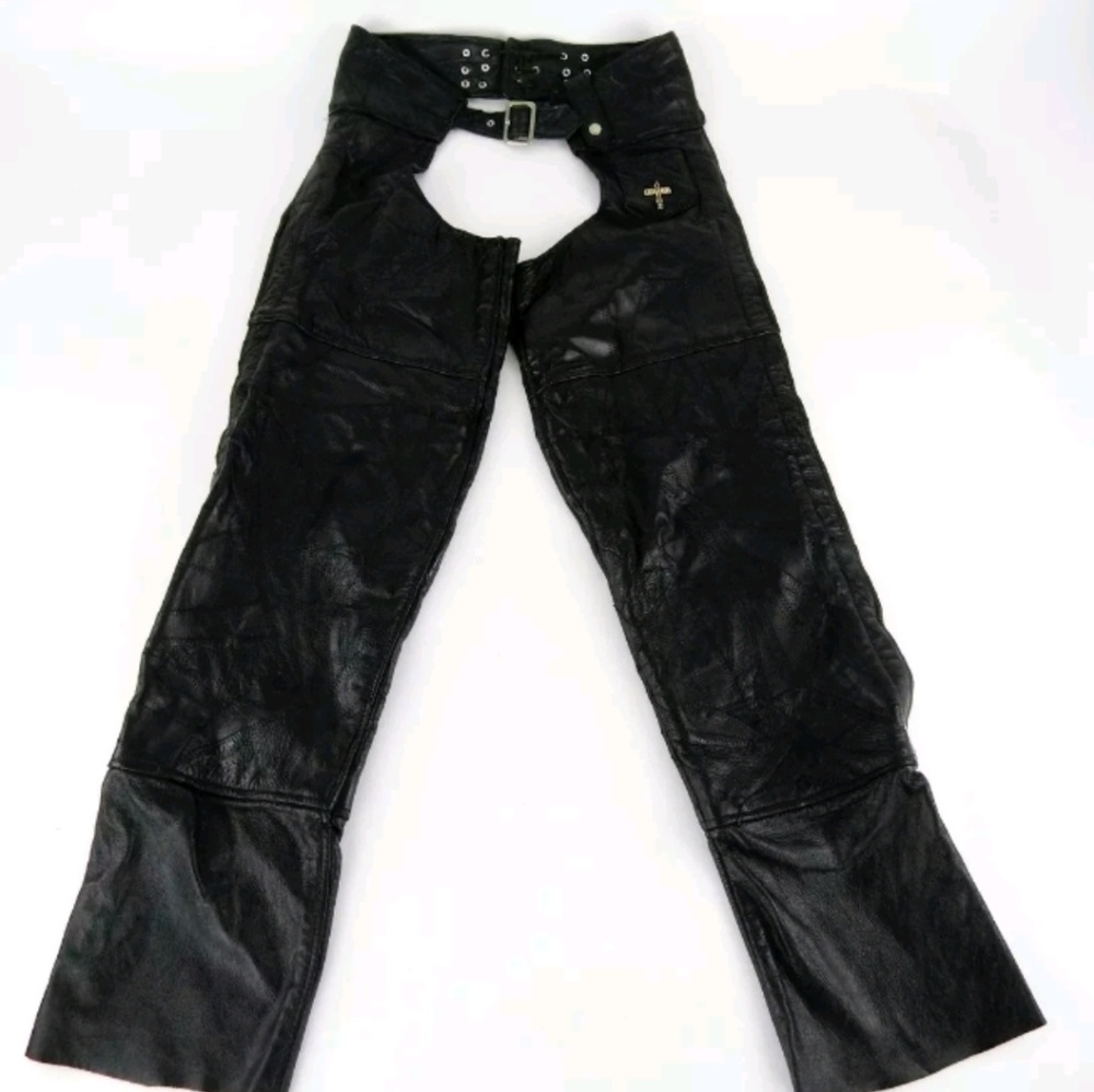 Unisex Leather Motorcycle Biker Chaps